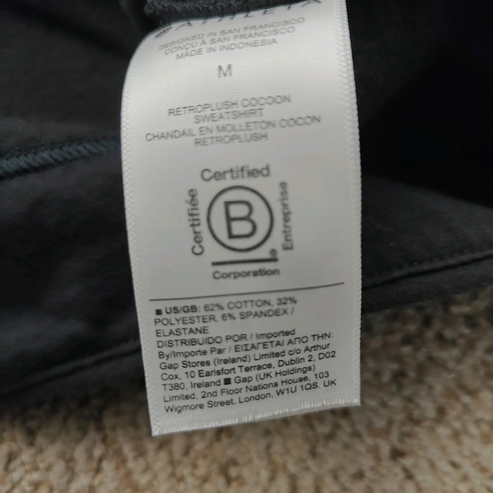 Athleta Retroplush Cocoon Sleeveless Hoodie Sweatshirt Black Medium 882487-01 - Picture 4 of 11